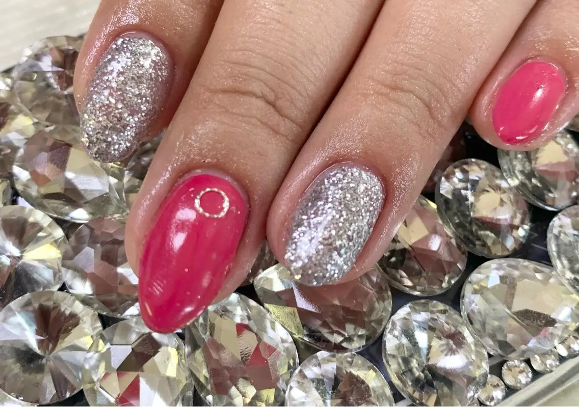 ネイル ラメ(グリッター) ワンカラーネイル ピンク シンプルネイル Mimi Nailのネイルデザイン