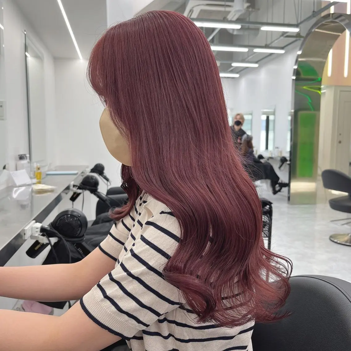 ロング ヘアカラー トリートメント ヘッドスパ ヘアセット 🍒韓国暖色ヘア NO.1🍒🪽のヘアスタイル