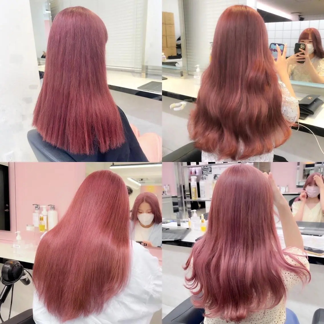 ミディアム カラー ブリーチ ピンクカラー ヘアカラー トリートメント ヘッドスパ ヘアセット 透明感/艶髪/💖 トレンドスタイル💖のヘアスタイル