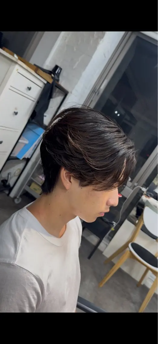 ミディアム メンズ ミディアムパーマ フェザーパーマ メンズパーマ fifth/ 原宿 メンズパーマ/希飛のヘアスタイル