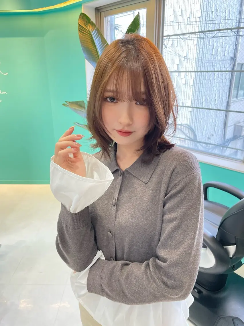 ミディアム カラー ミディアムレイヤー ブリーチ ダブルカラー レイヤーカット 🫧ショート/ボブ 池袋西口・泡渕✂️のヘアスタイル