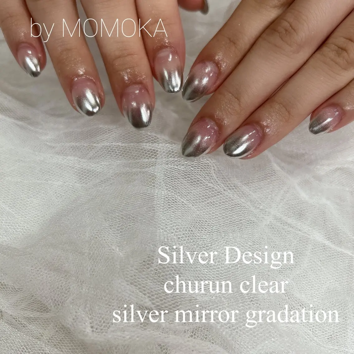 ネイル グラデーション ミラーネイル Momo nailsalonのネイルデザイン