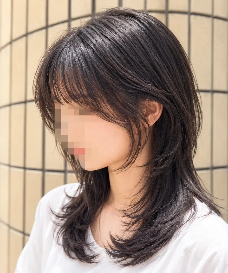 セミロング ハッシュカット レイヤーカット レイヤー🍀ショート EARTH 斉藤明香のヘアスタイル