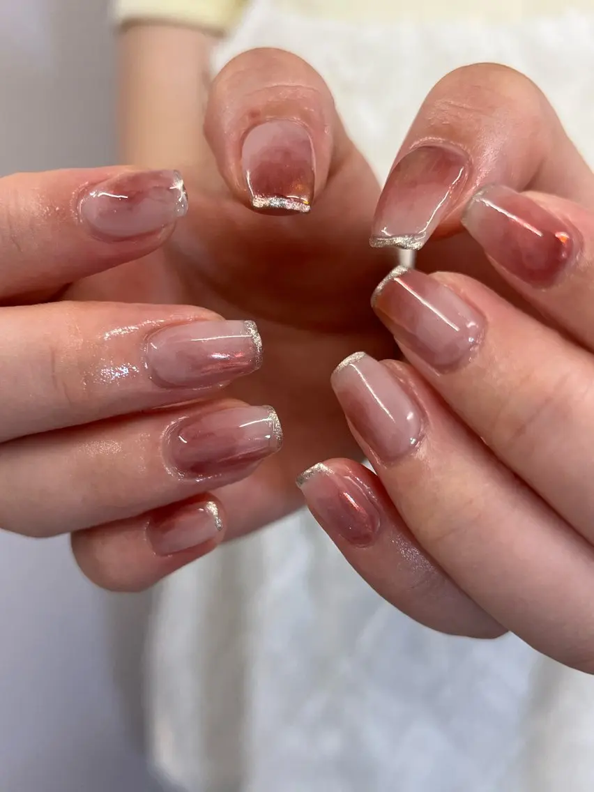 ネイル ジェルネイル マグネットネイル ニュアンスネイル パラジェル リボン ハンドネイル ハンドケア Bana_ Nailのネイルデザイン