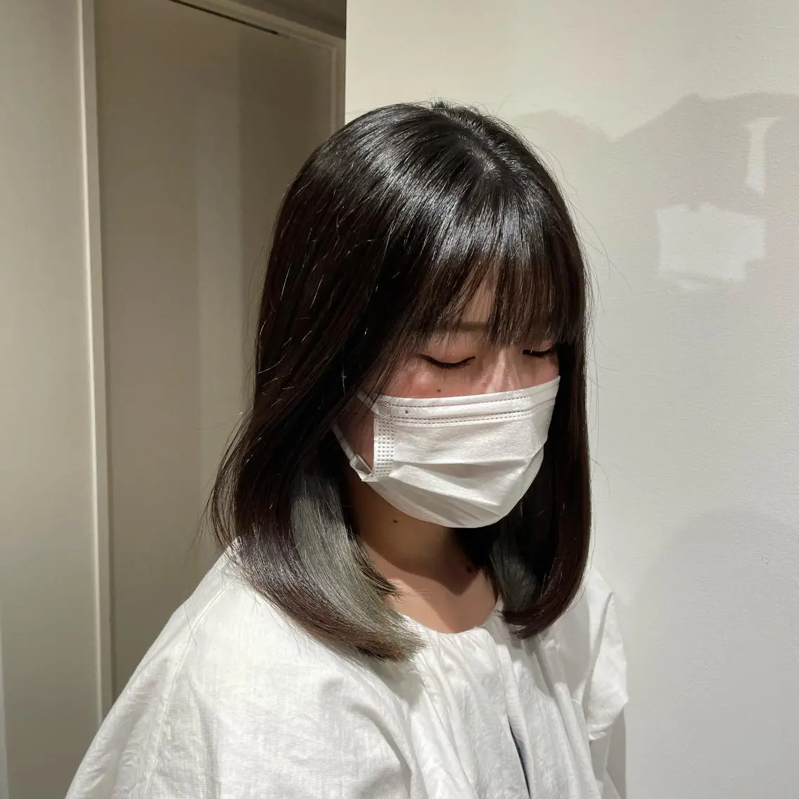 ミディアム カラー ブルーカラー ブルーグレー オレンジ 韓国風カラー🤎 𝒄𝒉𝒊𝒌𝒂のヘアスタイル