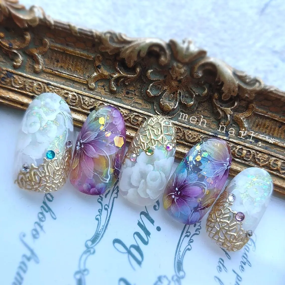ネイル フラワーネイル Healing nail 杢のネイルデザイン