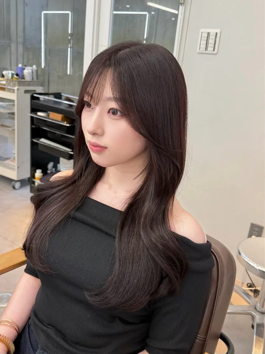 ロング くびれヘア レイヤーカット ロング カット ヘアカラー トリートメント 🧡くびれヘア/前髪 顔周り🧡久原結衣のヘアスタイル