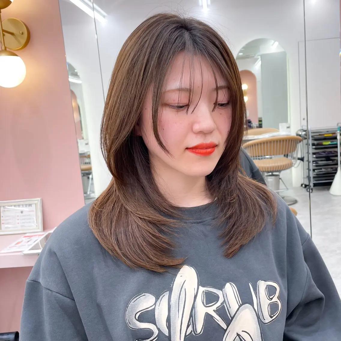 セミロング カラー カット ヘアカラー トリートメント 縮毛矯正/ストンボブ Wカラー💎ヒデジのヘアスタイル
