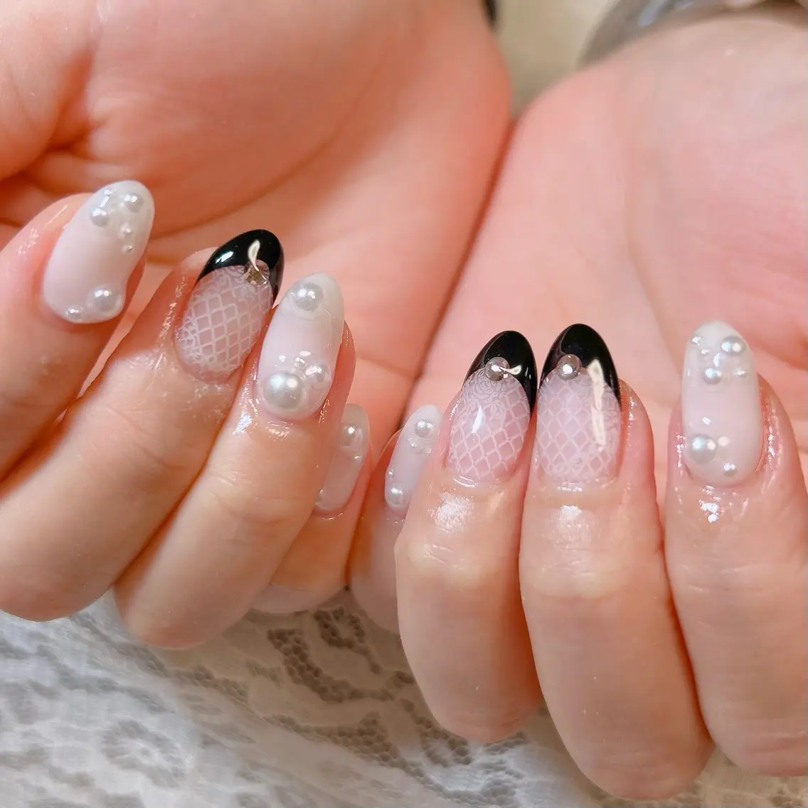 ネイル アートネイル クリアネイル レース マグネットネイル ミラーネイル ハンドネイル nail salon iroatsumeのネイルデザイン