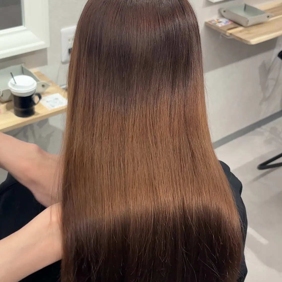 ロング カット 縮毛矯正 結べるレイヤーカット /カラー/あさかのヘアスタイル
