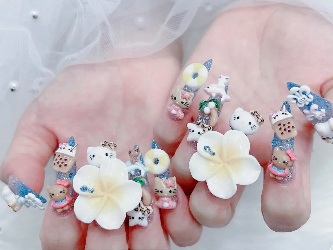 ネイル 成人式 大理石ネイル(マーブル) リボン 夏ネイル ネイルチップ ハンドネイル ハンドケア hachimochi スカルプ専門店のネイルデザイン