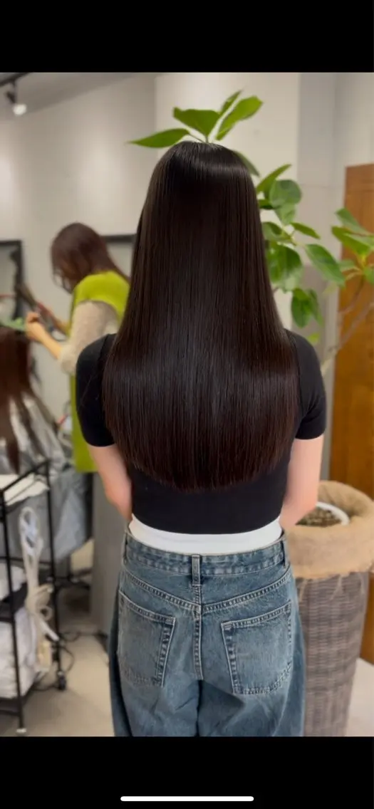 ロング 縮毛矯正 トリートメント クリヤマ ヒシギのヘアスタイル