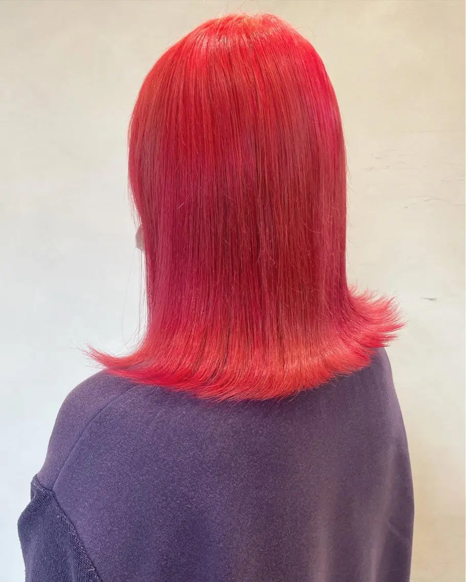 ミディアム カラー ヘアアレンジ ブリーチ レッドカラー ヘアカラー トリートメント たかいわ みきのヘアスタイル