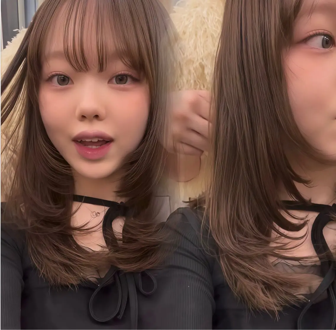 ミディアム カット レイヤーカット/ ダブルカラー/セイナのヘアスタイル