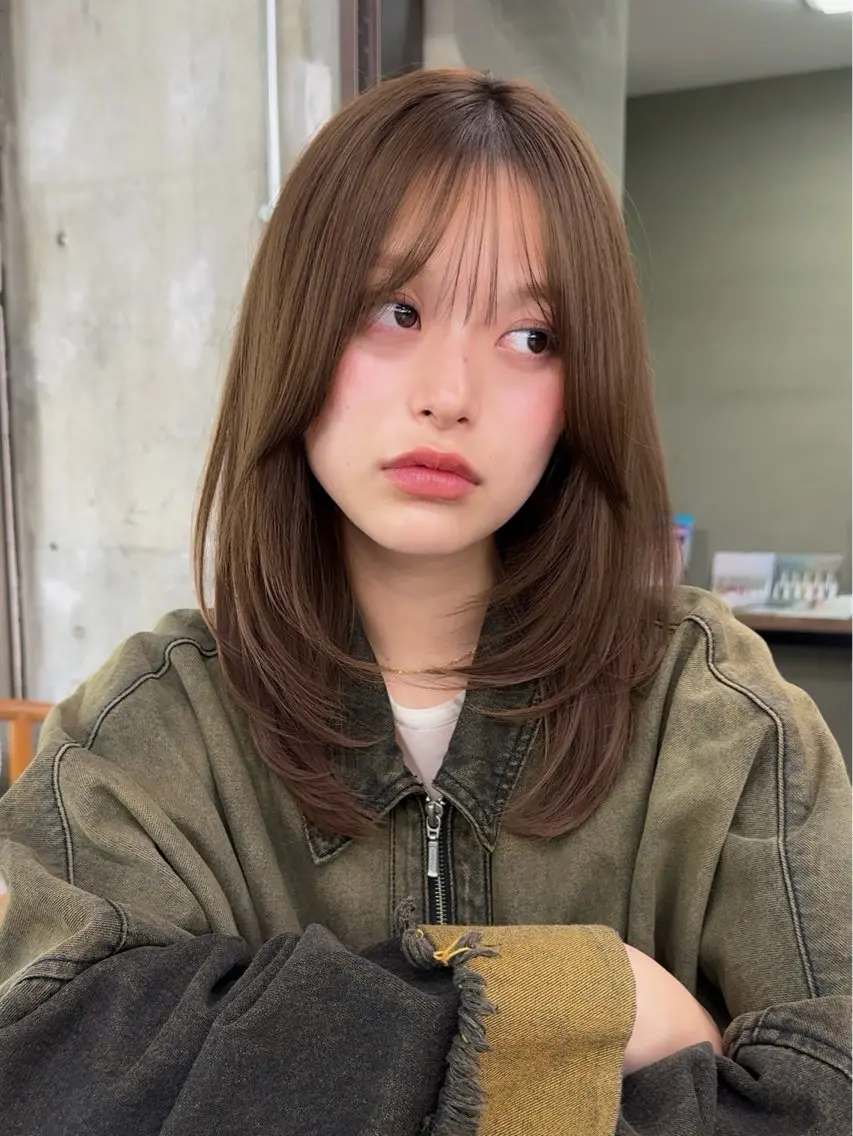 ミディアム カラー カット ヘアカラー トリートメント ボブ/ミディアム/ レイヤー/moyuのヘアスタイル
