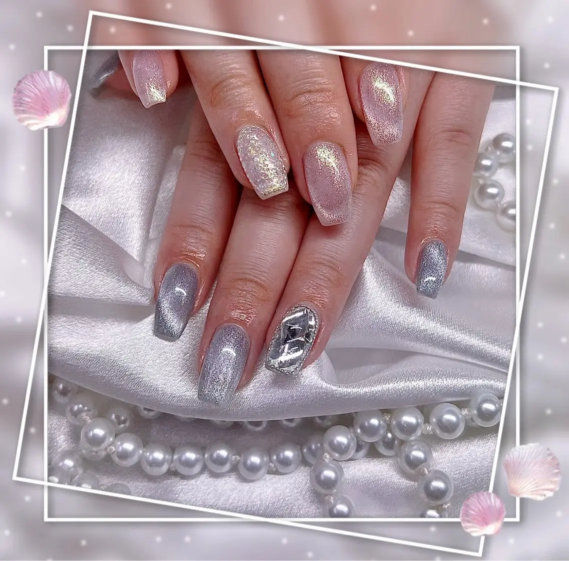 ネイル グラデーション キラキラネイル 韓国ネイル マグネットネイル ピンク Chill Nailsalonのネイルデザイン