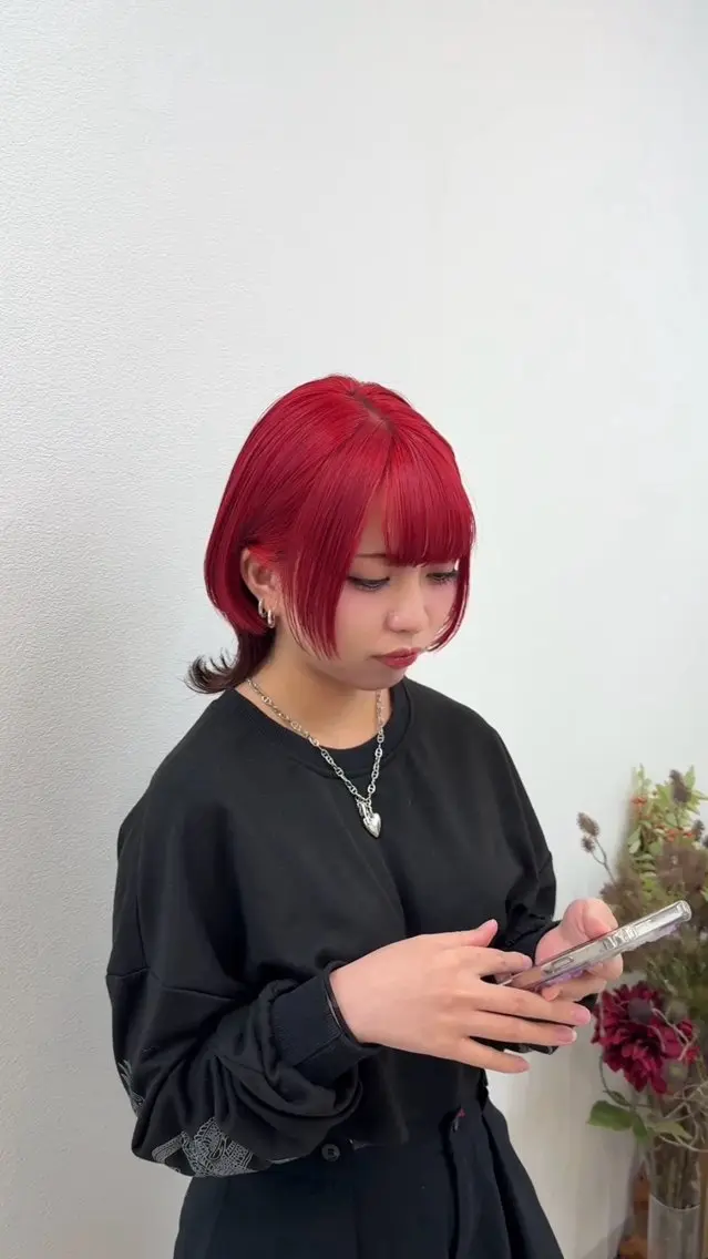 ミディアム カラー ブラウンカラー デザインカラー レッドカラー ブリーチカラー/渋谷 /髪質改善/shinのヘアスタイル