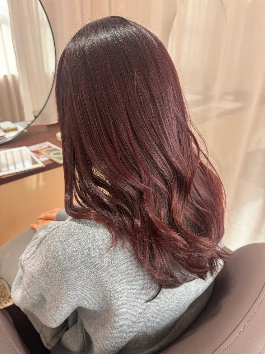 セミロング ピンクブラウン カット ヘアカラー 【YOKE】　西田 乃那のヘアスタイル