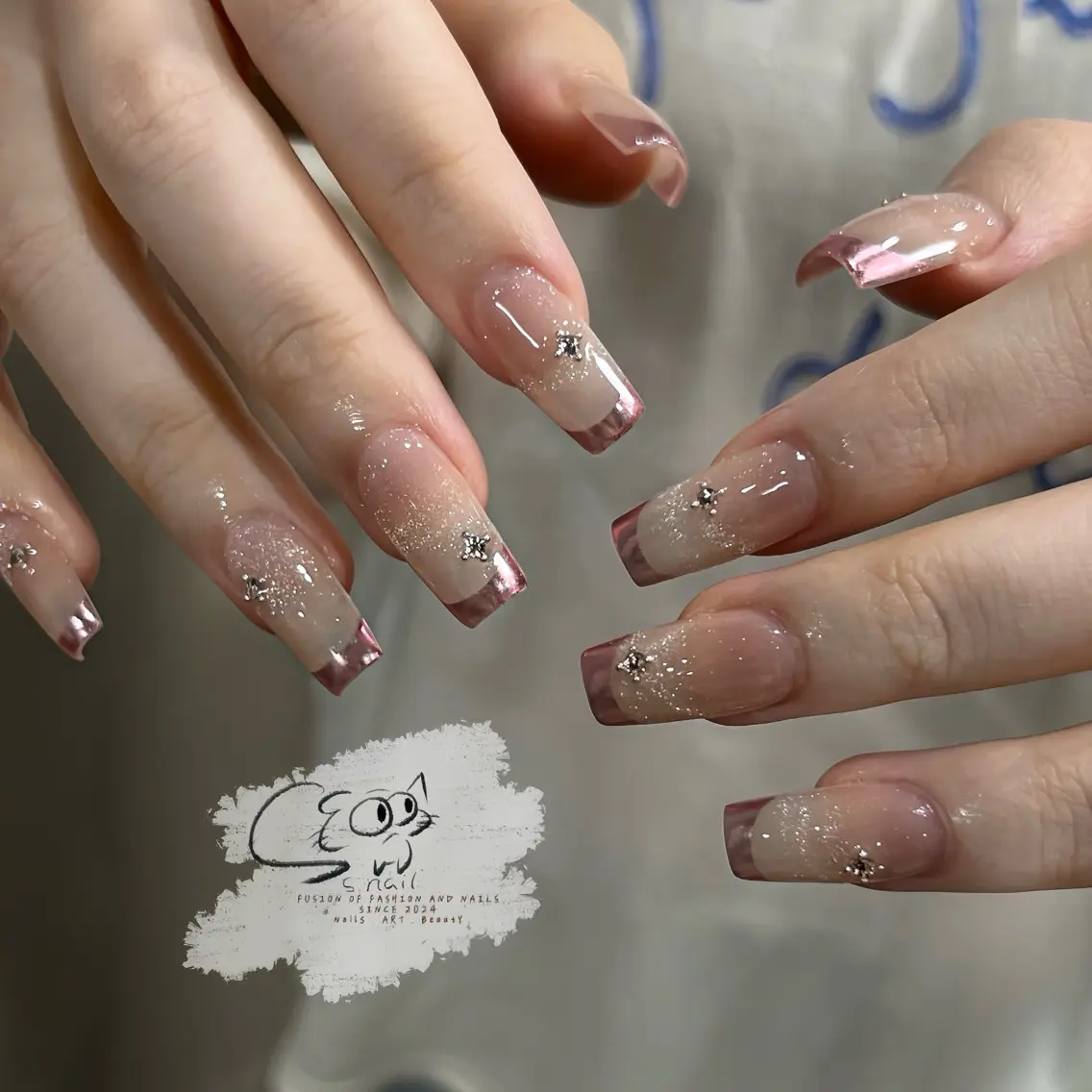 ネイル フレンチネイル ジェルネイル キラキラネイル ラメ(グリッター) マグネットネイル S.nail _のネイルデザイン