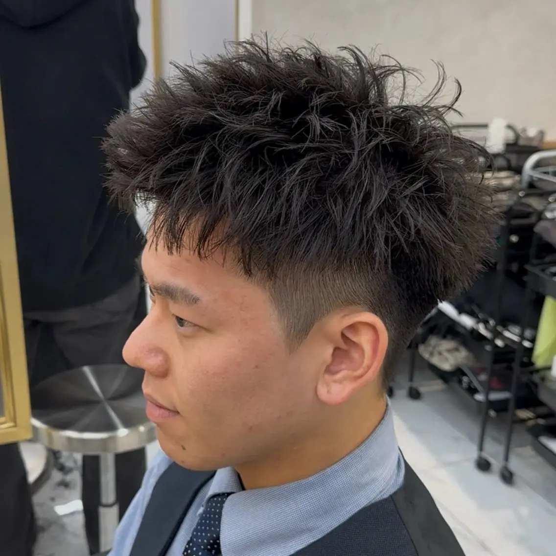 パーマ メンズ フェザーパーマ カルマパーマ メンズパーマ スペインカール スパイキーショート 川越メンズパーマ🌀 大人ヘア/くりのヘアスタイル