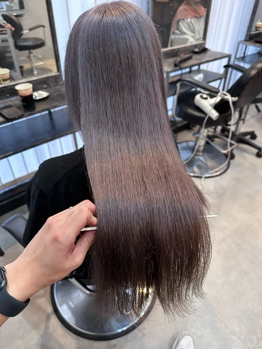ロング カラー ブリーチ グレージュ ラベンダーカラー ラベンダーグレージュ ラベンダーグレー ヘアカラー 髪質改善・艶カラー HIROTOのヘアスタイル