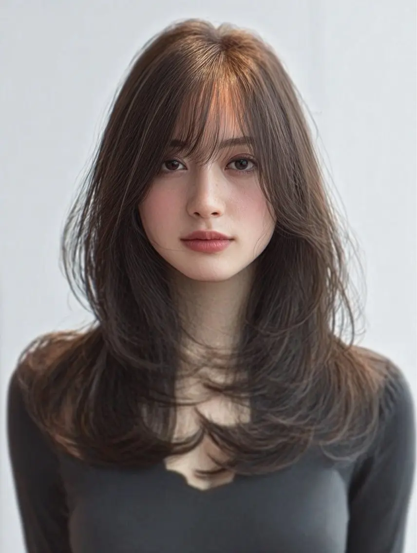 ロング 縮毛矯正 絶対綺麗な暖色カラー 🎯あります✨増渕✨のヘアスタイル