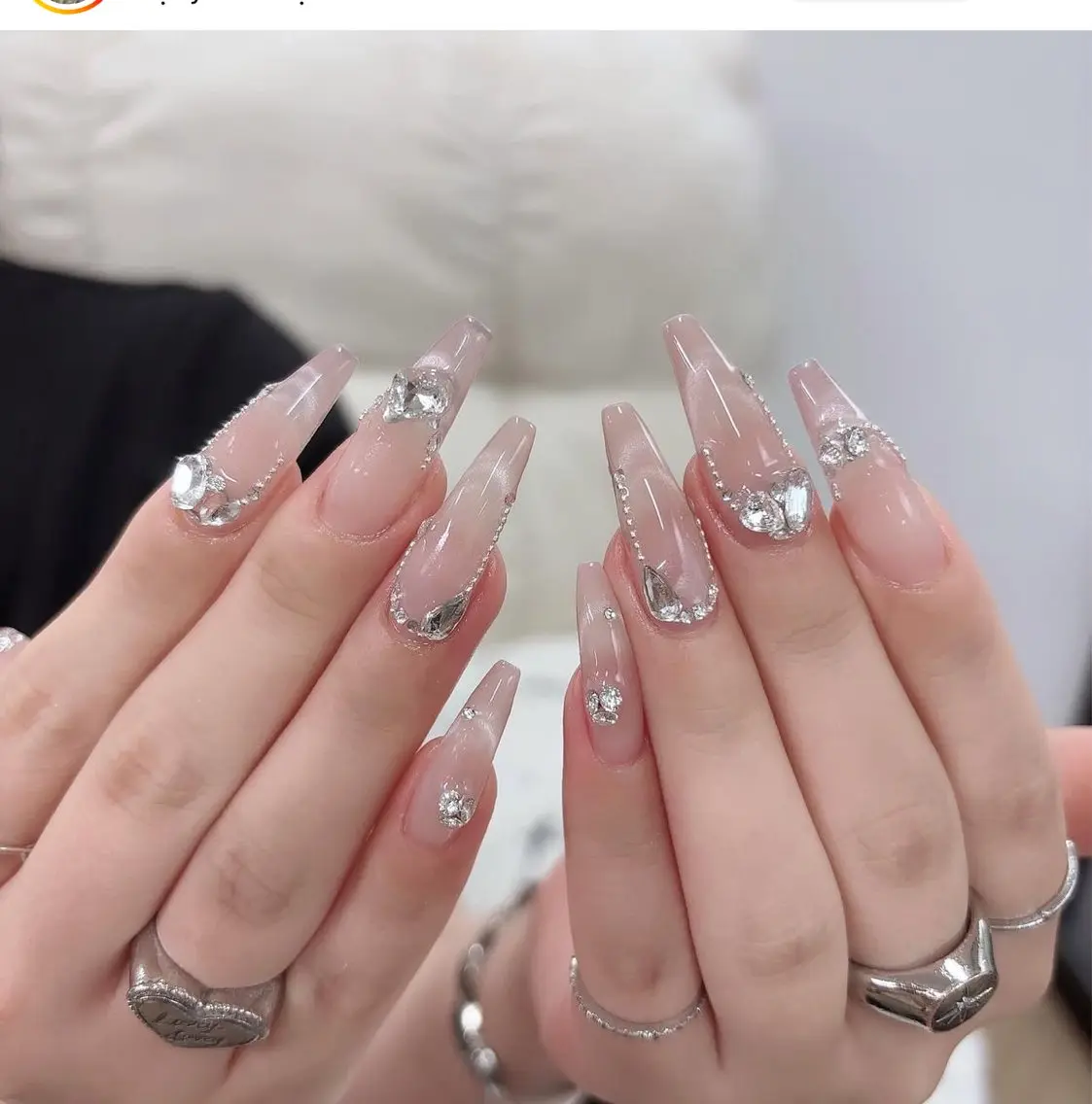 ネイル チークネイル 長さ出し フラッシュネイル フレンチネイル グラデーション ハンドネイル Lenie Nail Salonのネイルデザイン