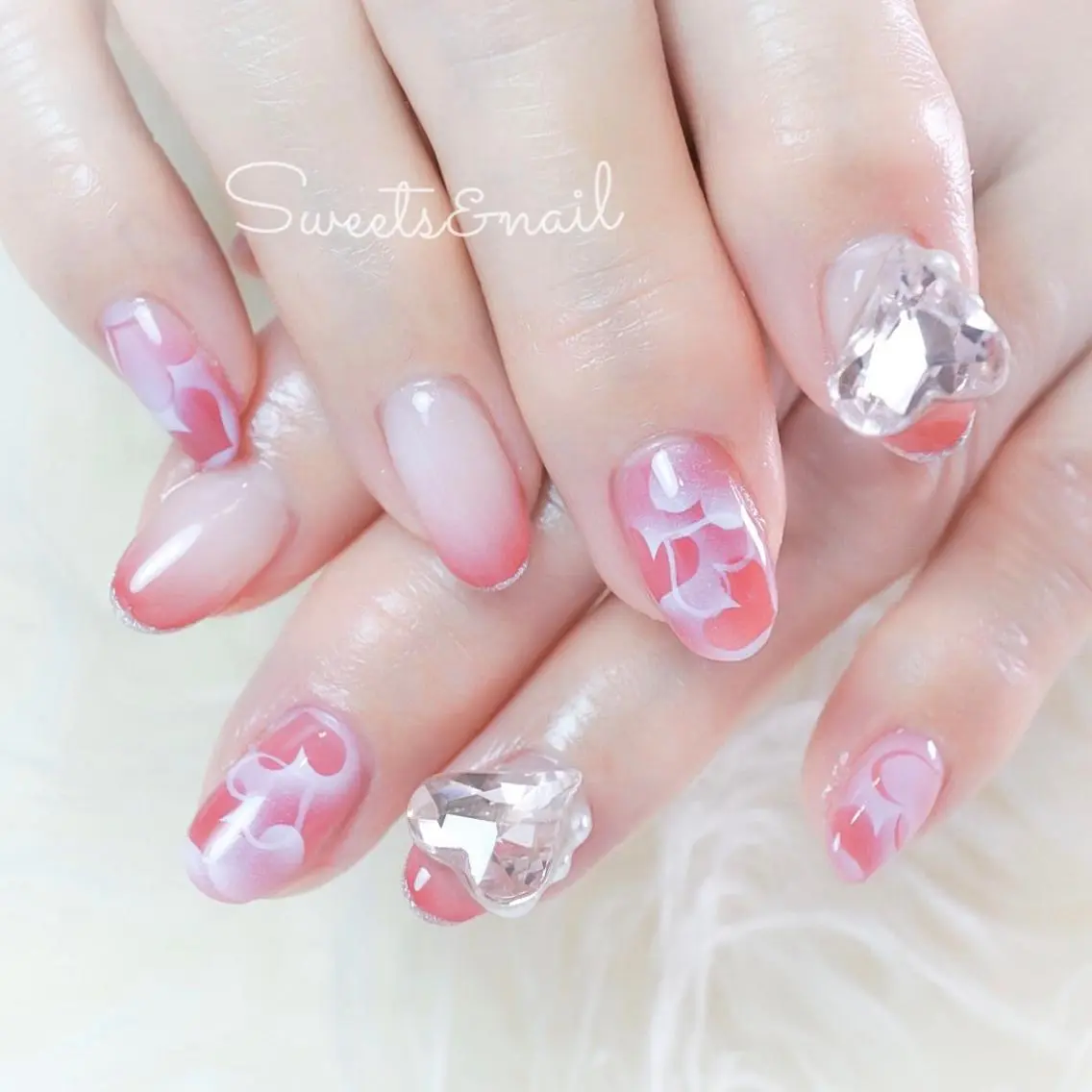 ネイル ジェルネイル ハート バレンタイン Sweets& nail みなこのネイルデザイン