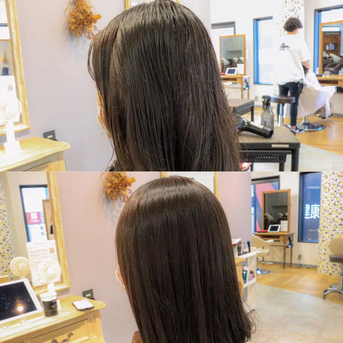 ミディアム カット 縮毛矯正 透明感カラー🇰🇷 レイヤー✨桑原 研太のヘアスタイル