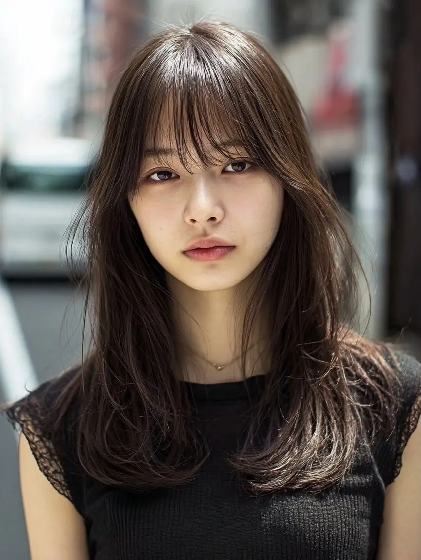 ロング 縮毛矯正 絶対綺麗な暖色カラー 🎯あります✨増渕✨のヘアスタイル