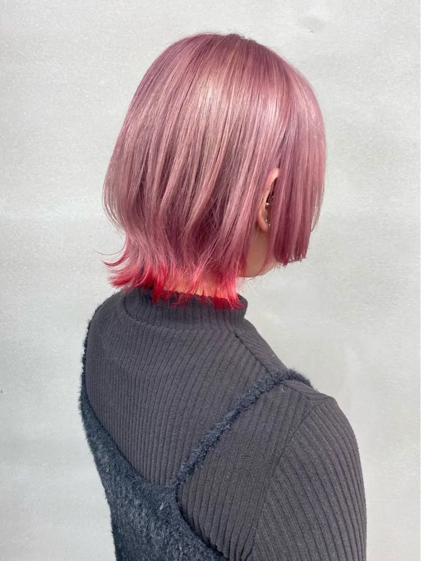 ショート カラー ブリーチ デザインカラー ラベンダーカラー ピンクカラー ピンクラベンダー 柏 デザインカラー/ レイヤー🐣シオリのヘアスタイル