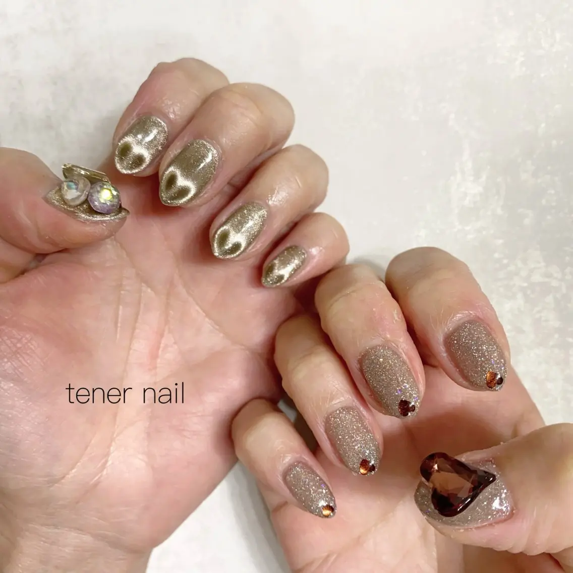 ネイル ハート マグネットネイル ハンドネイル テネルネイル tener nailのネイルデザイン