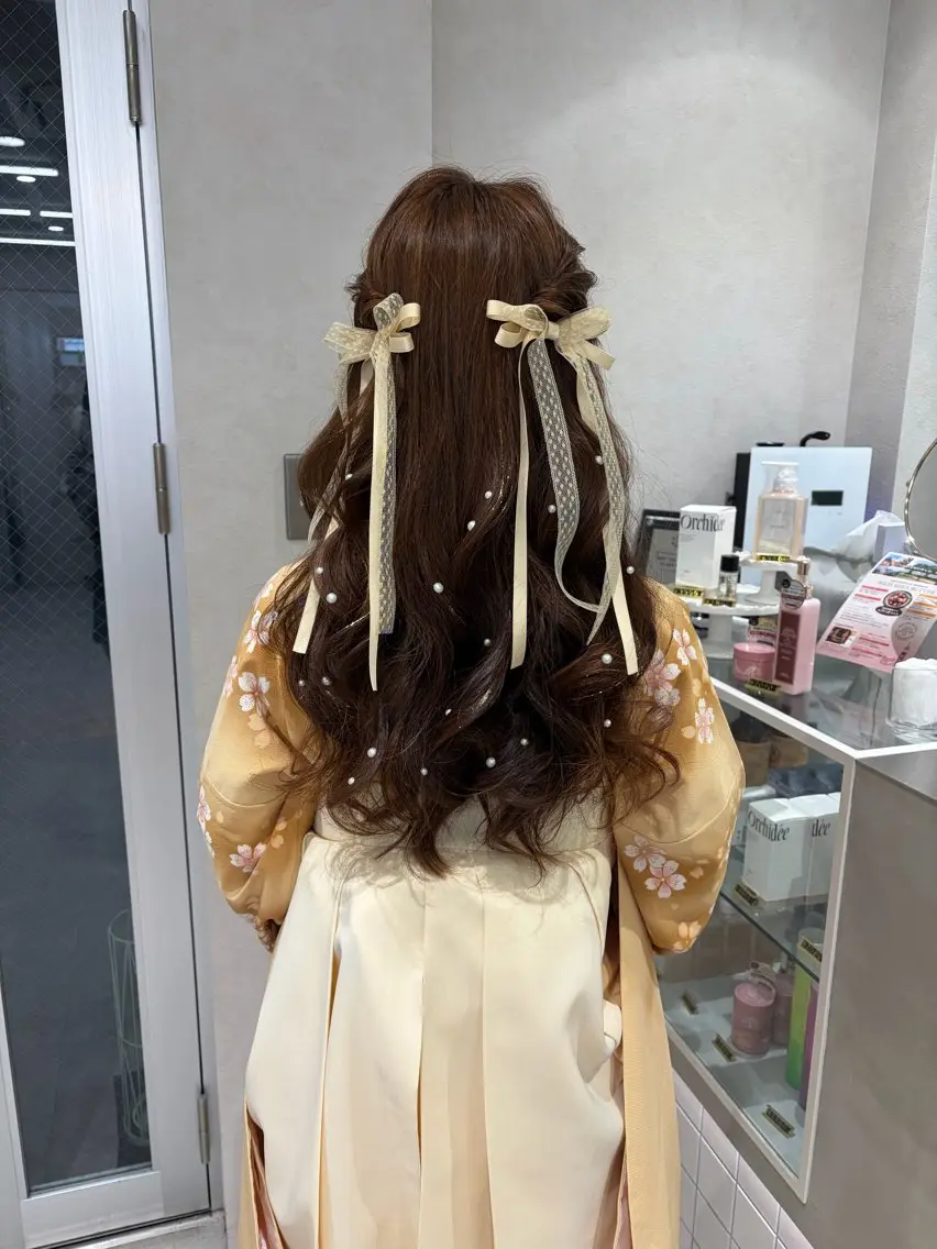 セミロング ヘアアレンジ 着付け レイヤー/赤み消し 前髪縮毛/はるかのヘアスタイル