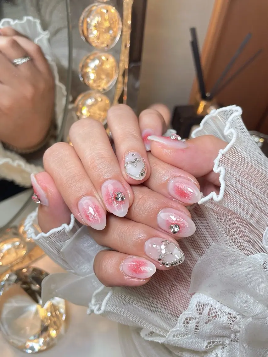 ネイル 24時まで❤︎韓国、 ワンホンネイルのネイルデザイン