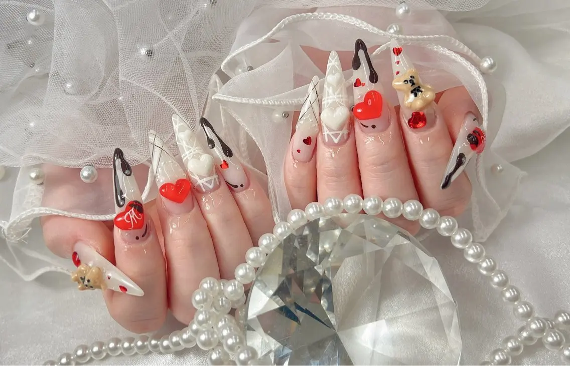 ネイル バレンタイン ハンドネイル bijou nails 蓮のネイルデザイン