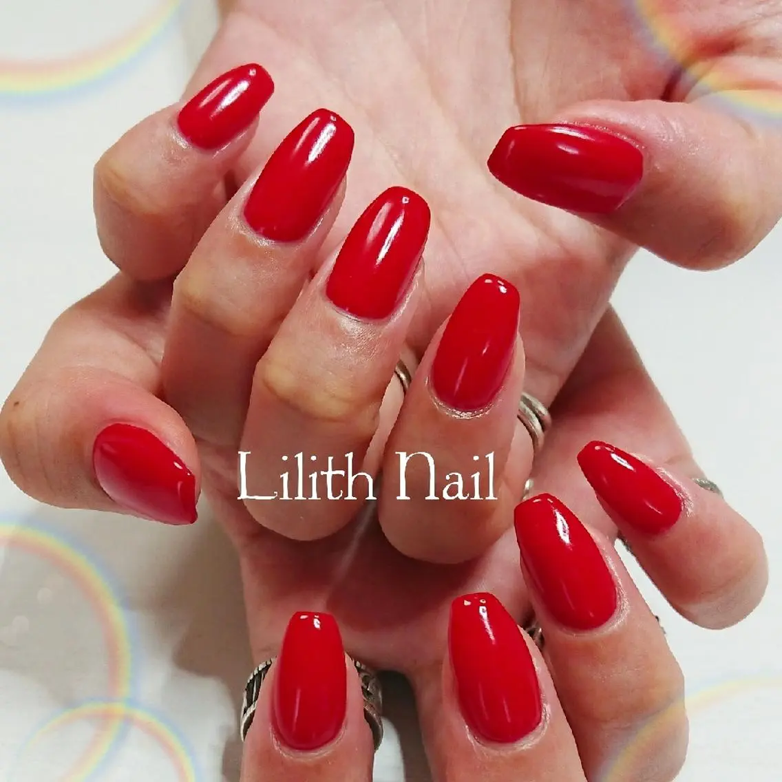 ネイル 赤色 ハンドネイル Lilith Nailのネイルデザイン