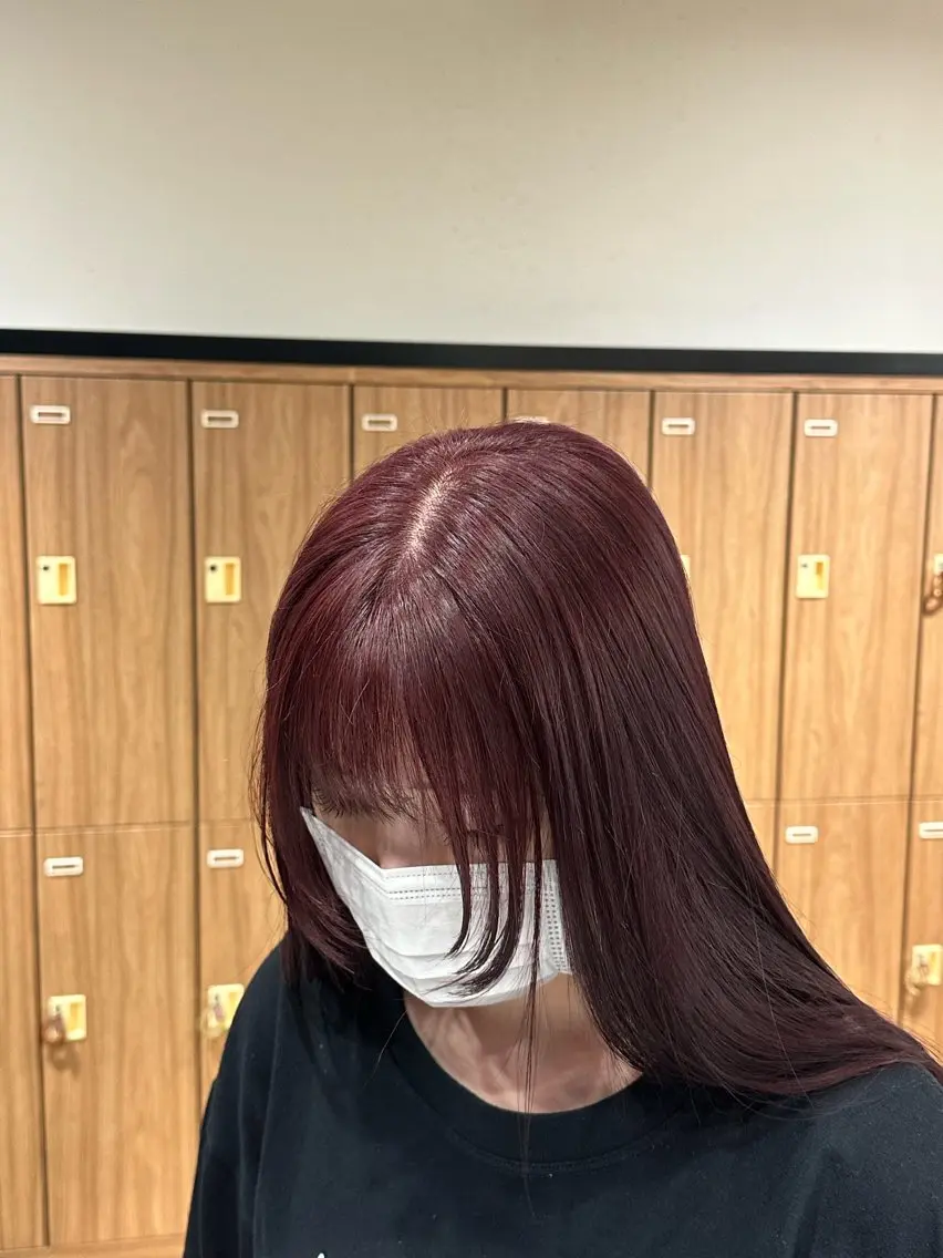 カラー ブリーチ レッドカラー カット ヘアカラー ブリーチカラー/ わきたちえ🌻のヘアスタイル