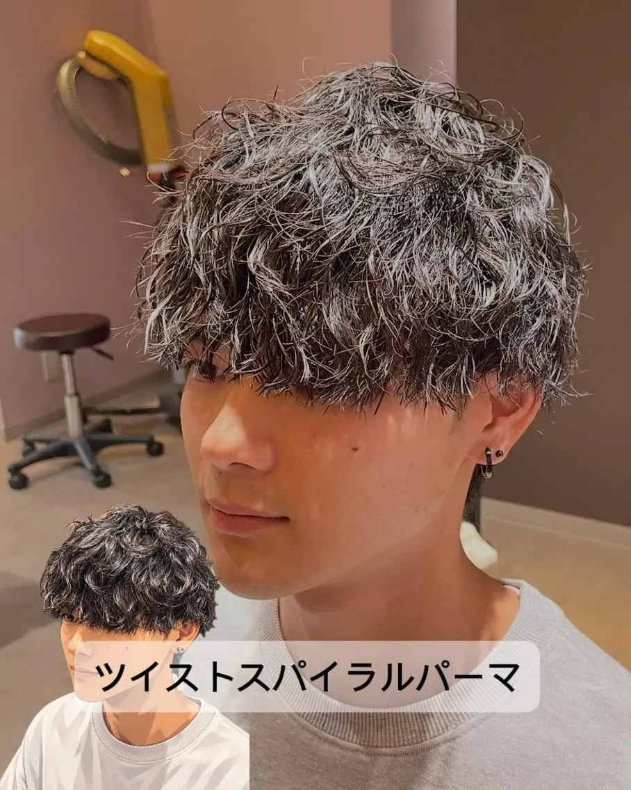 ミディアム パーマ メンズ カット パーマ 【水素カラー/メンズ 】Lee布施/純平のヘアスタイル