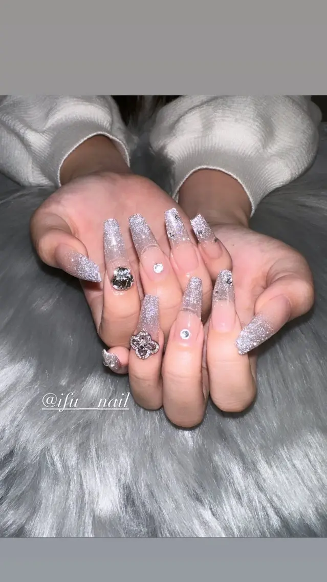 ネイル 長さ出し グラデーション ラメ(グリッター) ラメグラデーション If Nailのネイルデザイン