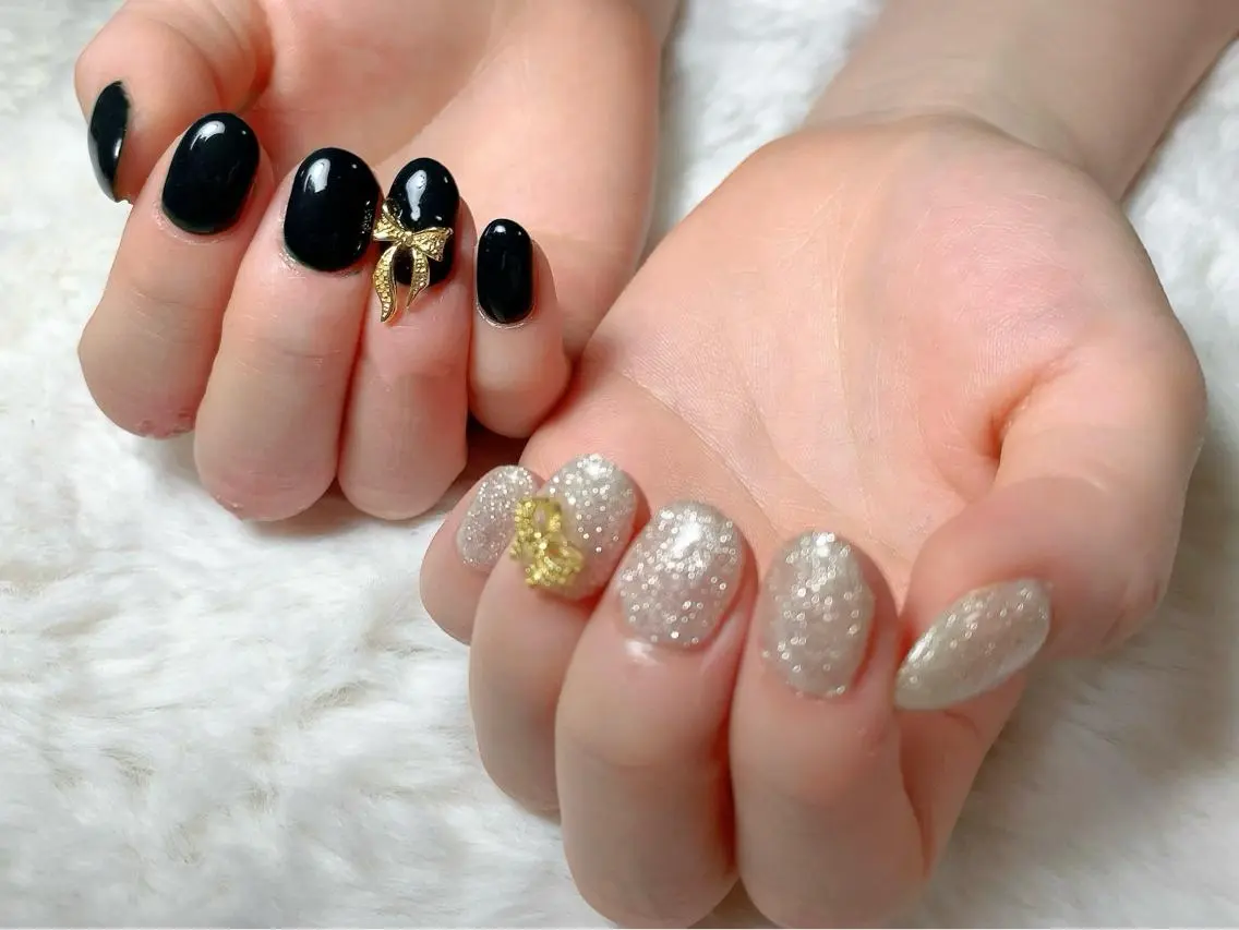 ネイル ワンカラーネイル リボン 冬ネイル クリスマス Flora Nail 【フローラ ネイル】のネイルデザイン