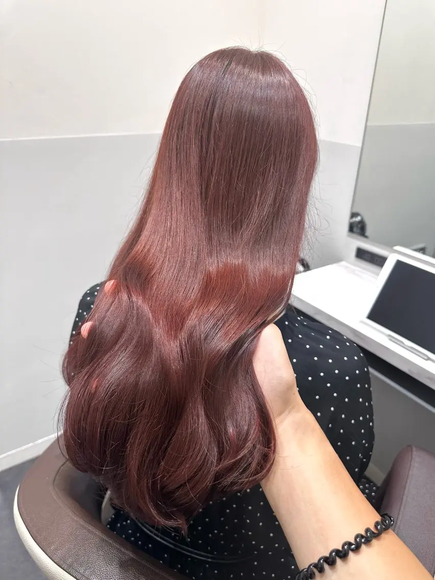 ロング カラー ブリーチ ラベンダーカラー ブリーチなしカラー ピンクカラー ピンクラベンダー カット ヘアカラー トリートメント 矢野 晃平のヘアスタイル