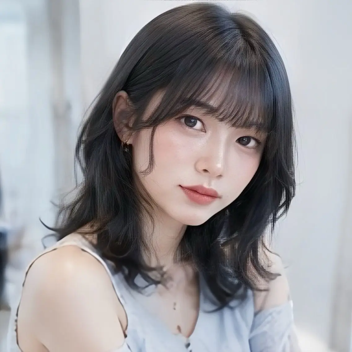 セミロング 縮毛矯正/レイヤー/ 前髪カット/おばかんのヘアスタイル