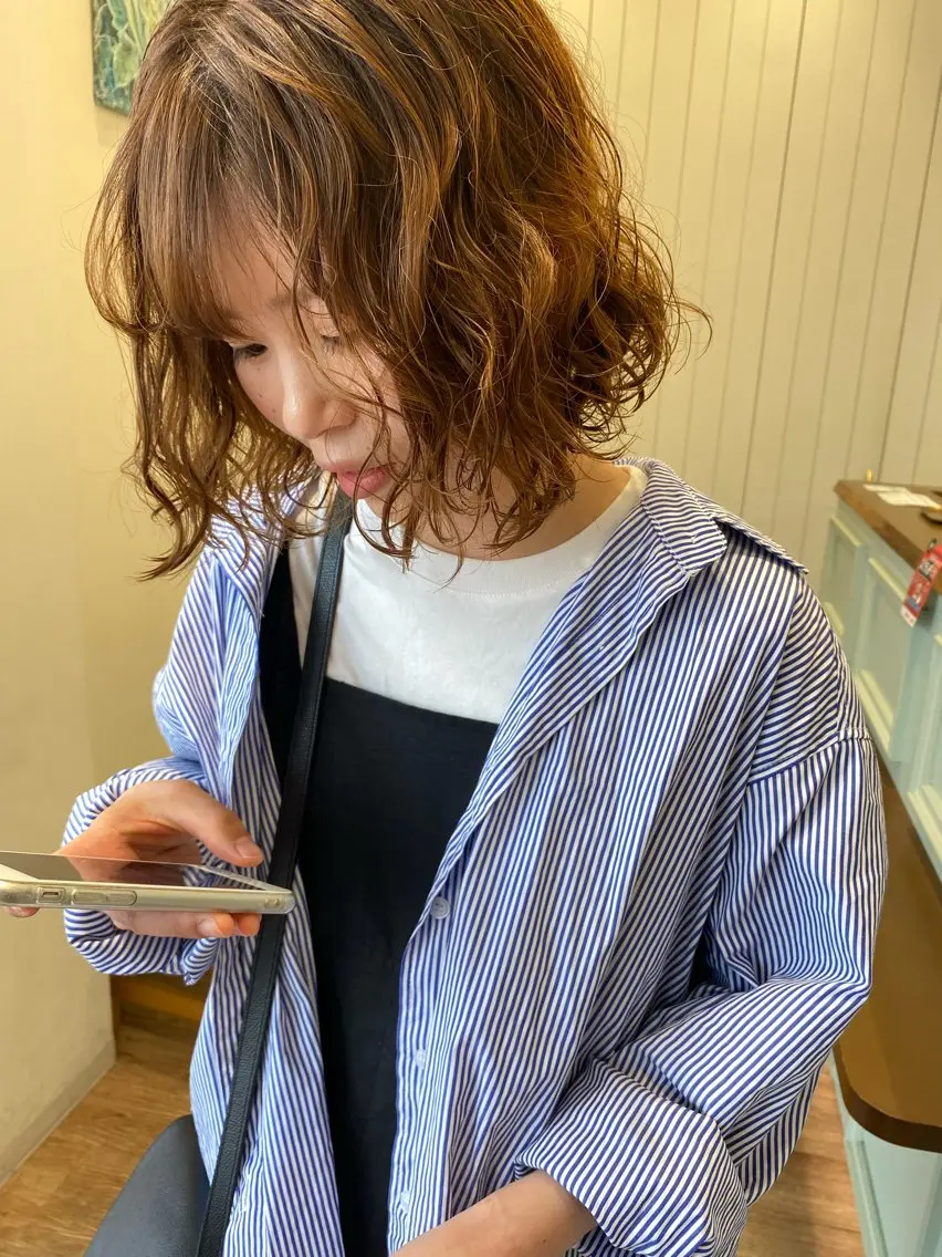 パーマ ボブ カット パーマ トリートメント ayaka #パーマ#アレンジのヘアスタイル