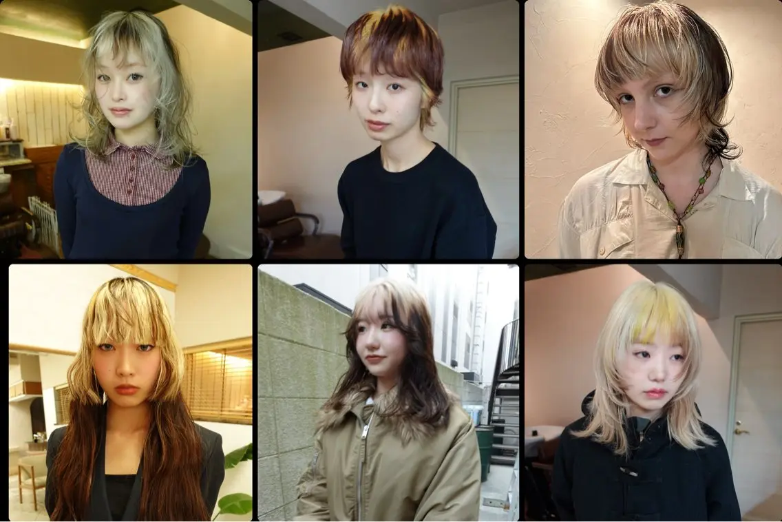 ミディアム ミストバング ヘアカラー ハイトーン特化/和音 【デザインカラー】のヘアスタイル