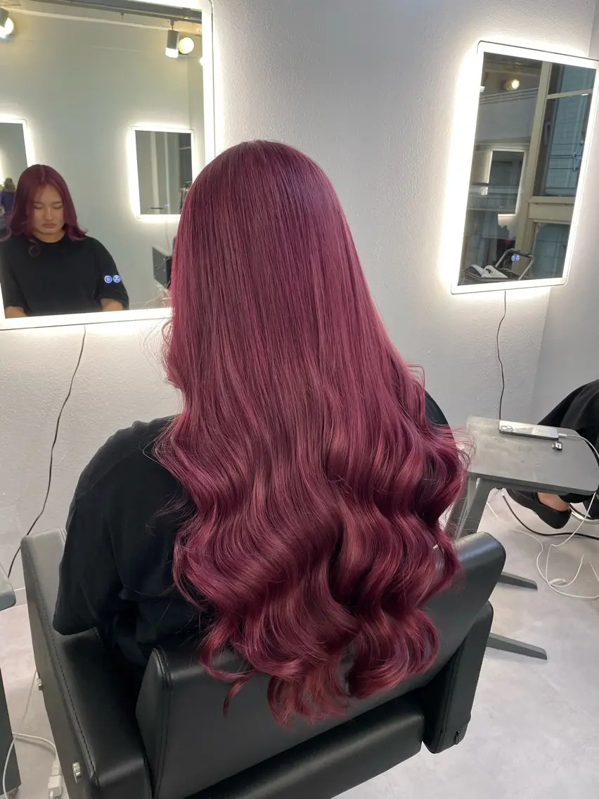 ロング カラー ヘアアレンジ ピンクカラー ピンクパープル パープルカラー Cielro/ダブル カラー/西田咲希のヘアスタイル