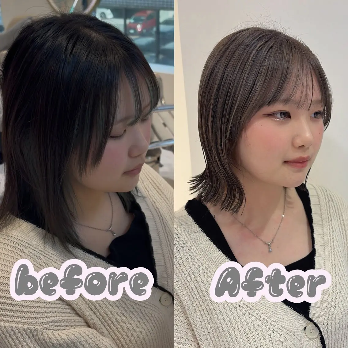 ショート カラー グレージュ 韓国風ヘア カット ヘアカラー トリートメント 名駅/ハイトーン /Y2k/YUNAのヘアスタイル