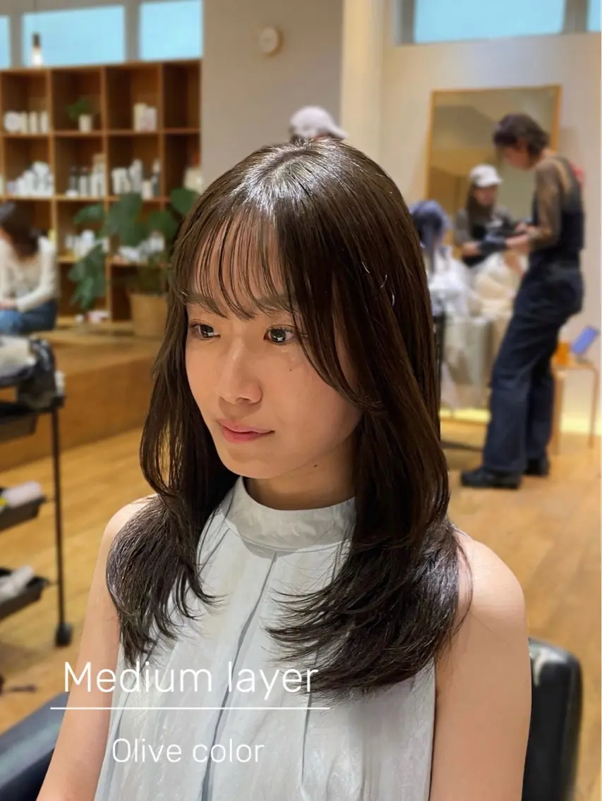 ミディアム カラー レイヤーカット カット ヘアカラー トリートメント 縮毛矯正/レイヤー 🌙児玉光瑠のヘアスタイル