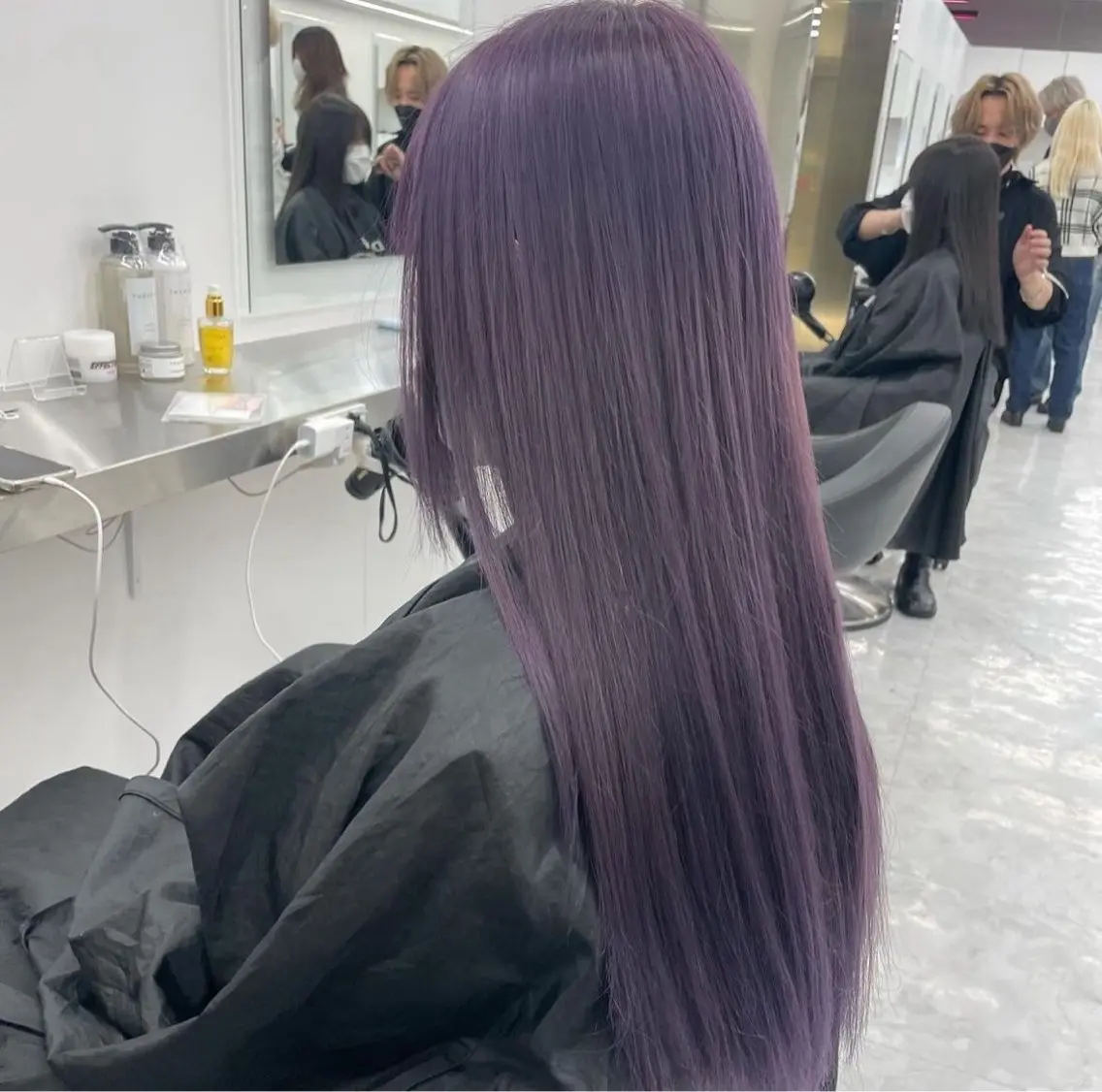 セミロング カラー ヘアアレンジ ヘアカラー トリートメント ヘアセット 🫧モテる💗ダメー ジレスハイトーン🫧のヘアスタイル