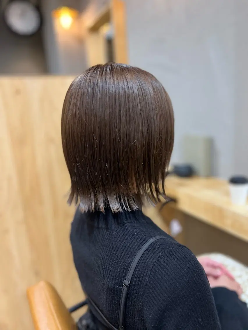 ショート カラー 透明感カラー グレージュ 神戸ボブ✂️ ioe三宮/田 伸佳のヘアスタイル