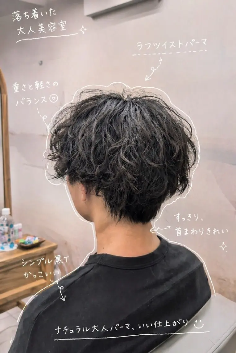 ショート パーマ メンズカット/パーマ 💇🏻前髪縮毛矯正のヘアスタイル